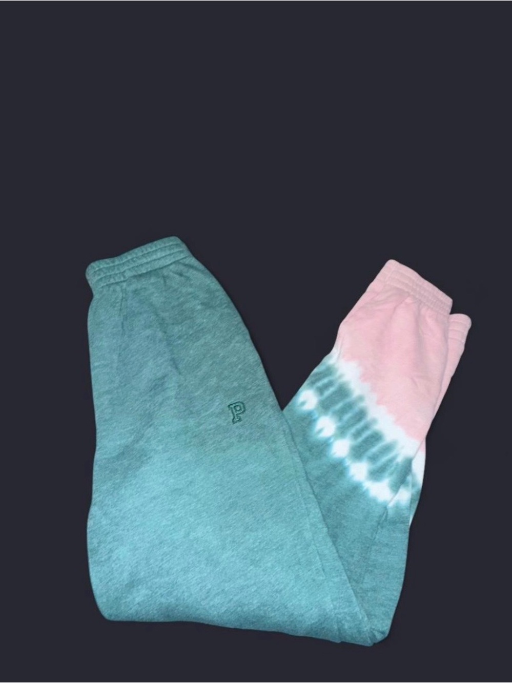 PINK Victoria's Secret Teal & Light Pink Tie-Dye Track Joggers